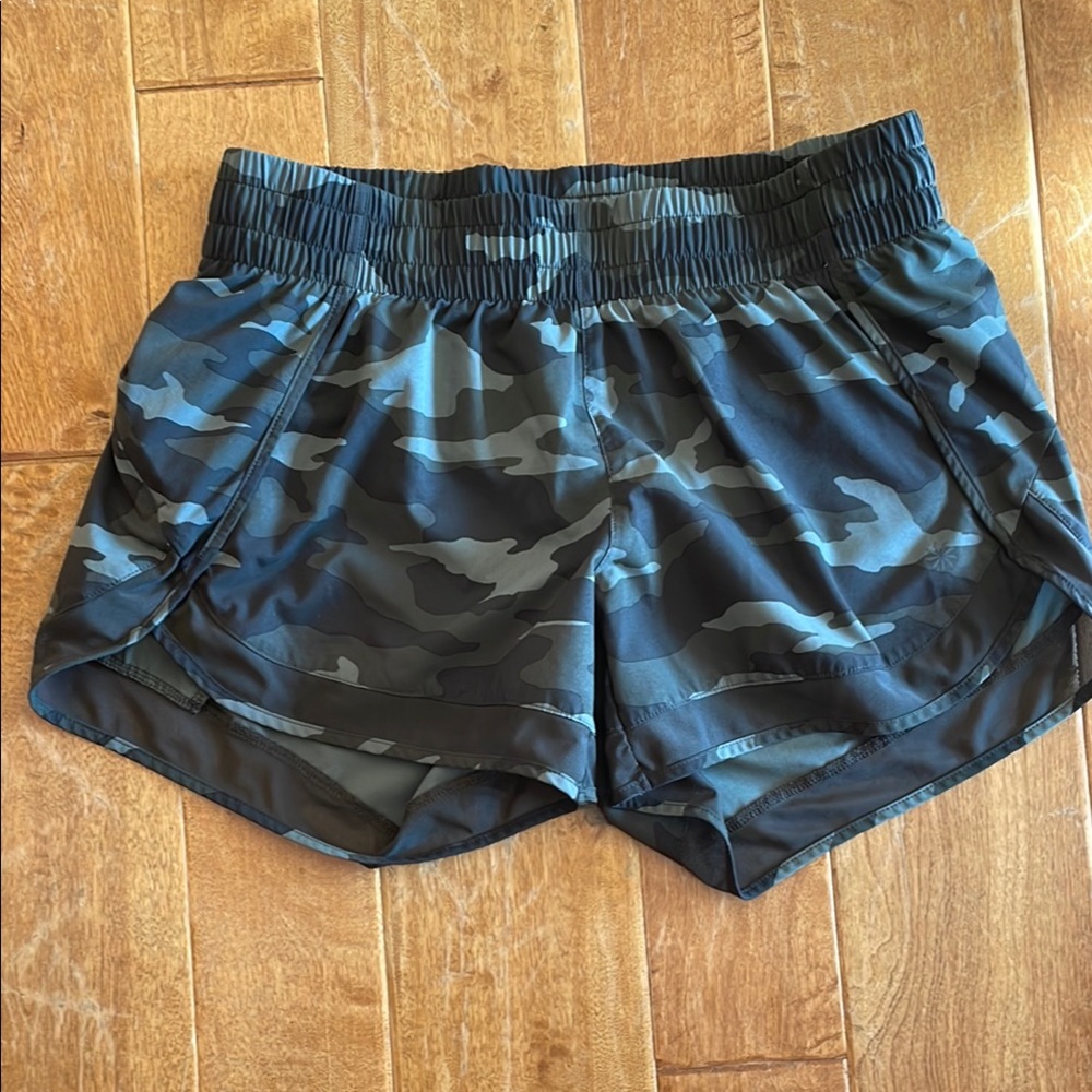 Athleta Gray and Black Athletic Shorts Lightweight Elastic Waist
